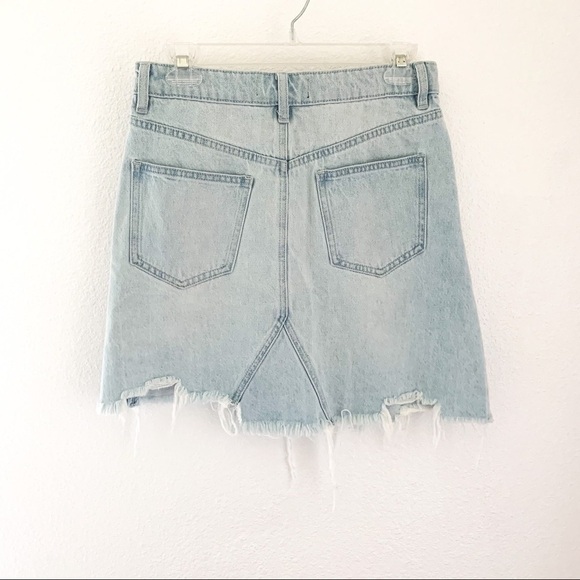 Free People Skirt Going Rogue Denim Distressed Asymmetrical Tidal Wave 25 26 NWT - Picture 4 of 13